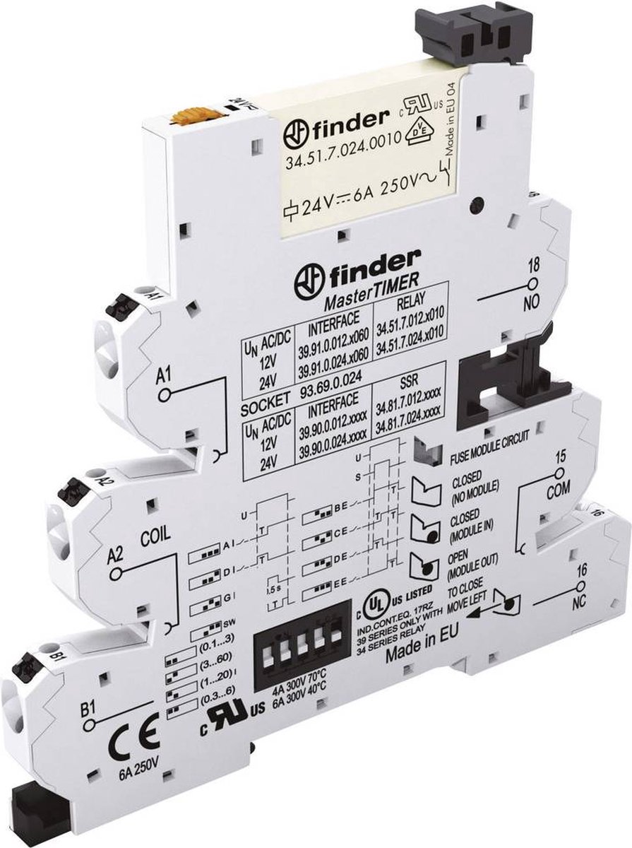 Finder 39.91.0.024.0060 Koblingsrelæ 24 V/DC, 24 V/AC 6 A 1 x skiftekontakt 1 stk
