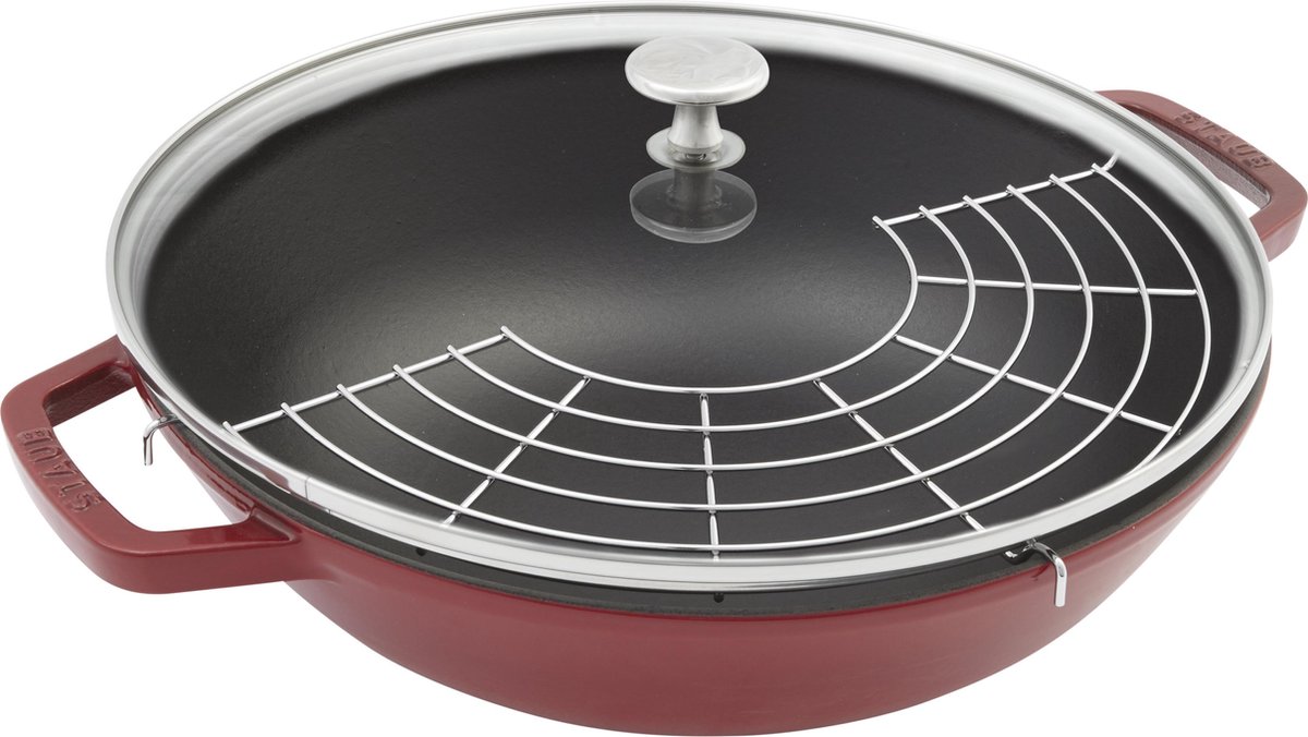 STAUB Wok con tapa de cristal Ø30 cm 4,4 L rojo