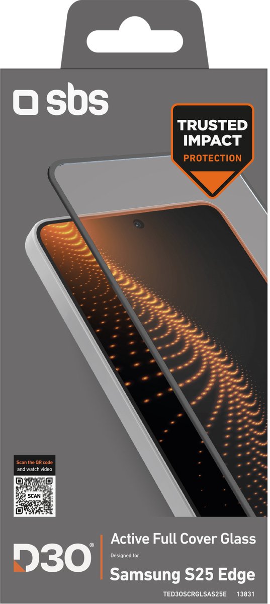 sbs mobile Displaybeskyttelsesglas Samsung Samsung Galaxy S25 Edge 1 stk TED3OSCRGLSAS25E