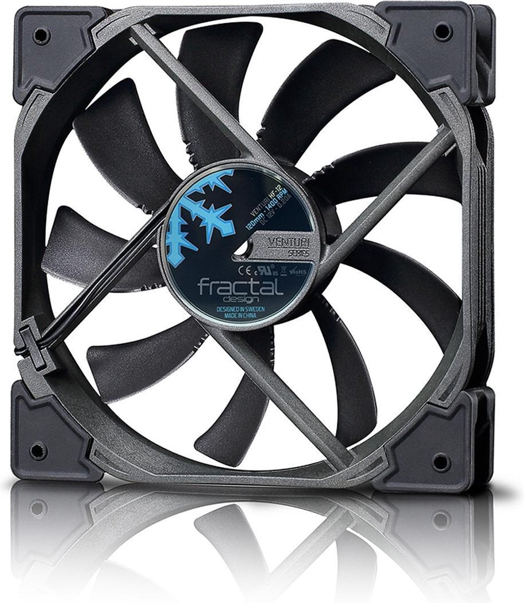 Fractal Design Venturi Series lådfläkt - Chassi fläkt - 140mm - Svart - 26 dBA