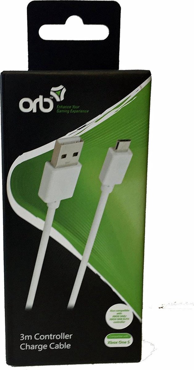 Orb XBox One 3M Charge Cable - Wired Charging cable for wireless game controller - Microsoft Xbox One