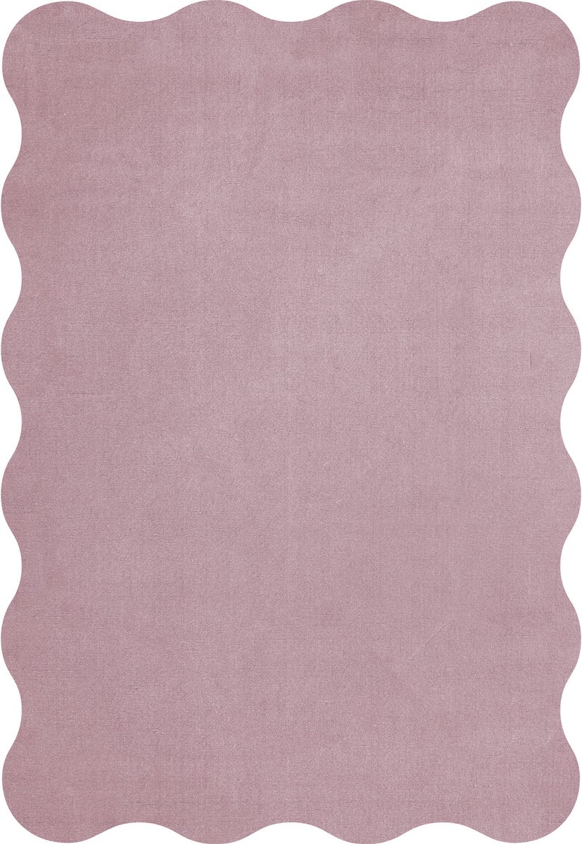 Layered Alfombra de lana Scallop 250x350 cm Pink lavender