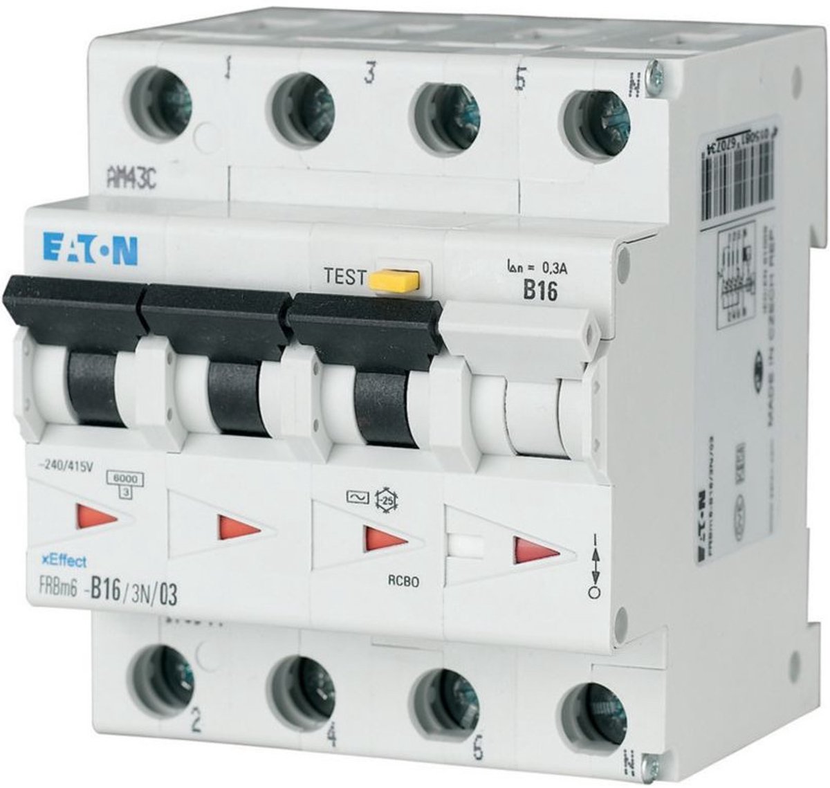 Eaton 170955 FI-sikkerhedsafbryder/automatsikring 4-polet 10 A 0.3 A 415 V/AC