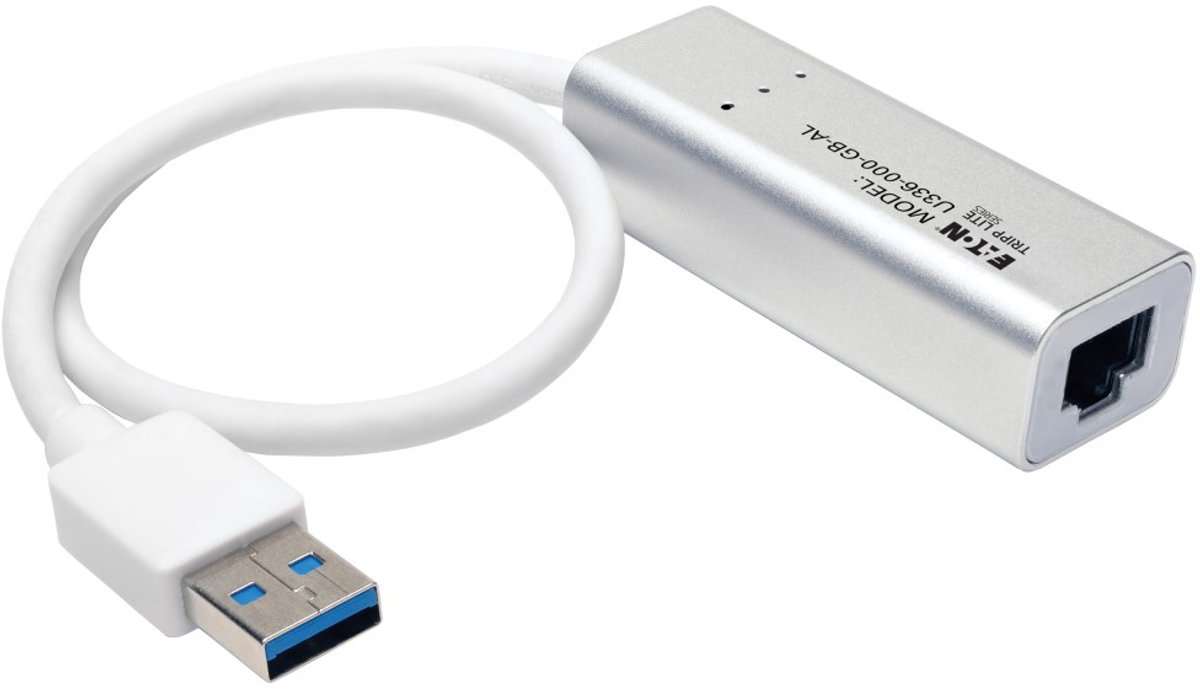 Eaton Series USB 3.0 SuperSpeed to Gigabit Ethernet NIC Network Adapter RJ45 10/100/1000 Aluminum White