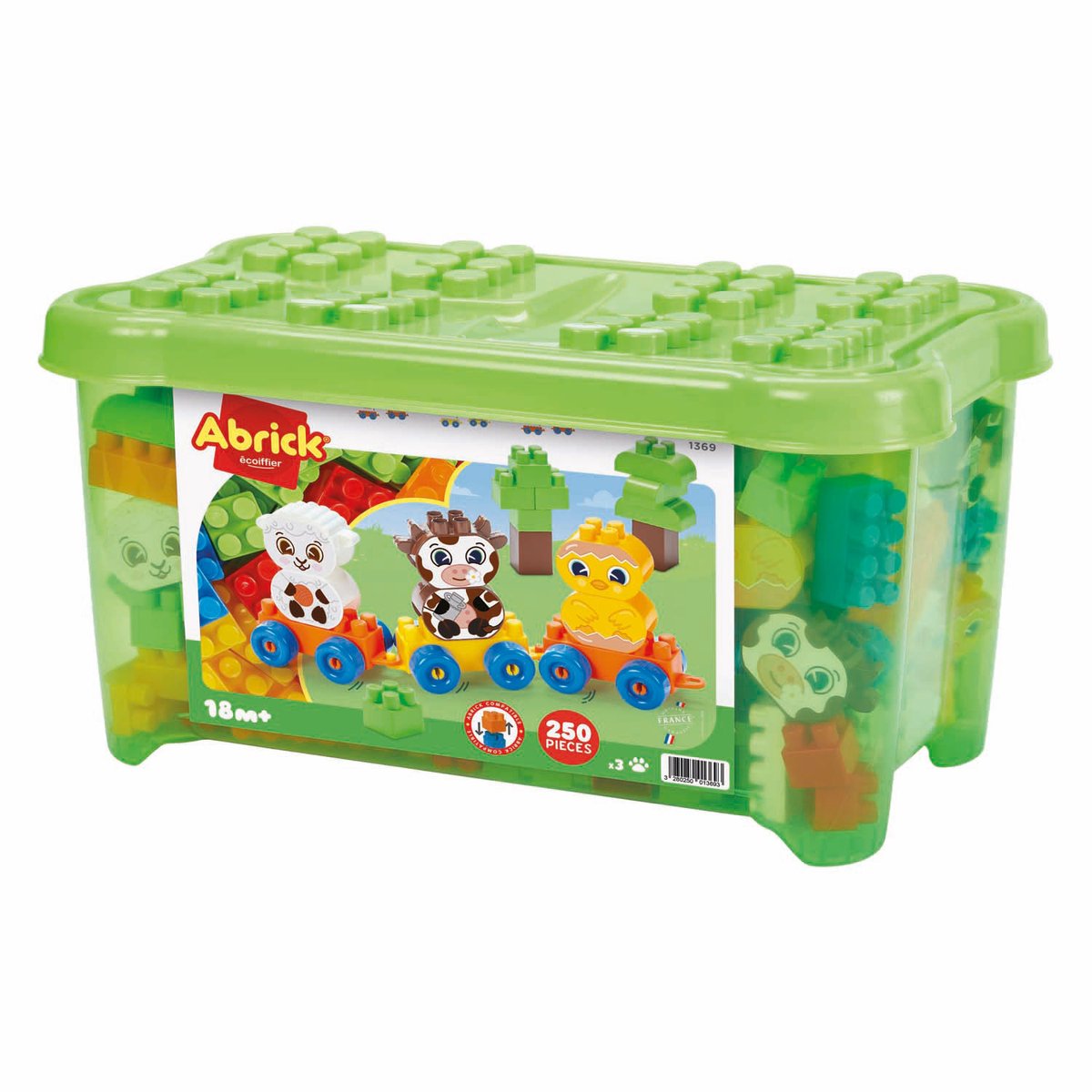 Abrick Ecoiffier Farm Animals Block Train - 250 pieces.