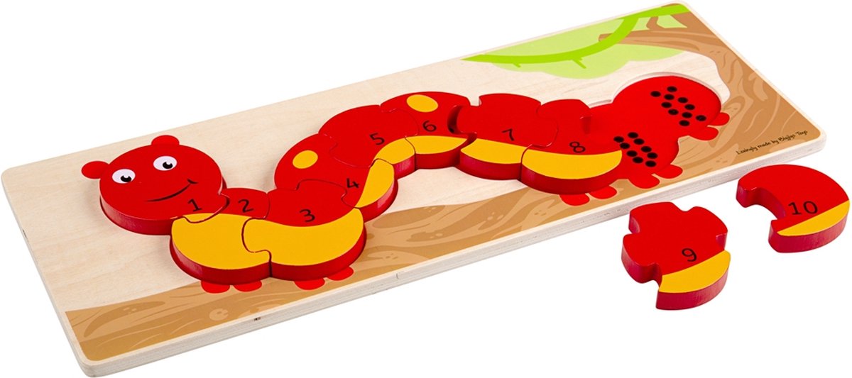 Bigjigs Wooden Number Puzzle Caterpillar - 10 pcs.