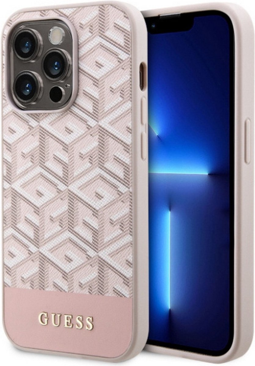 GUESS GUHMP14LHGCFSEP iPhone 14 Pro 6.1" pink/pink hard case GCube Stripes MagSafe