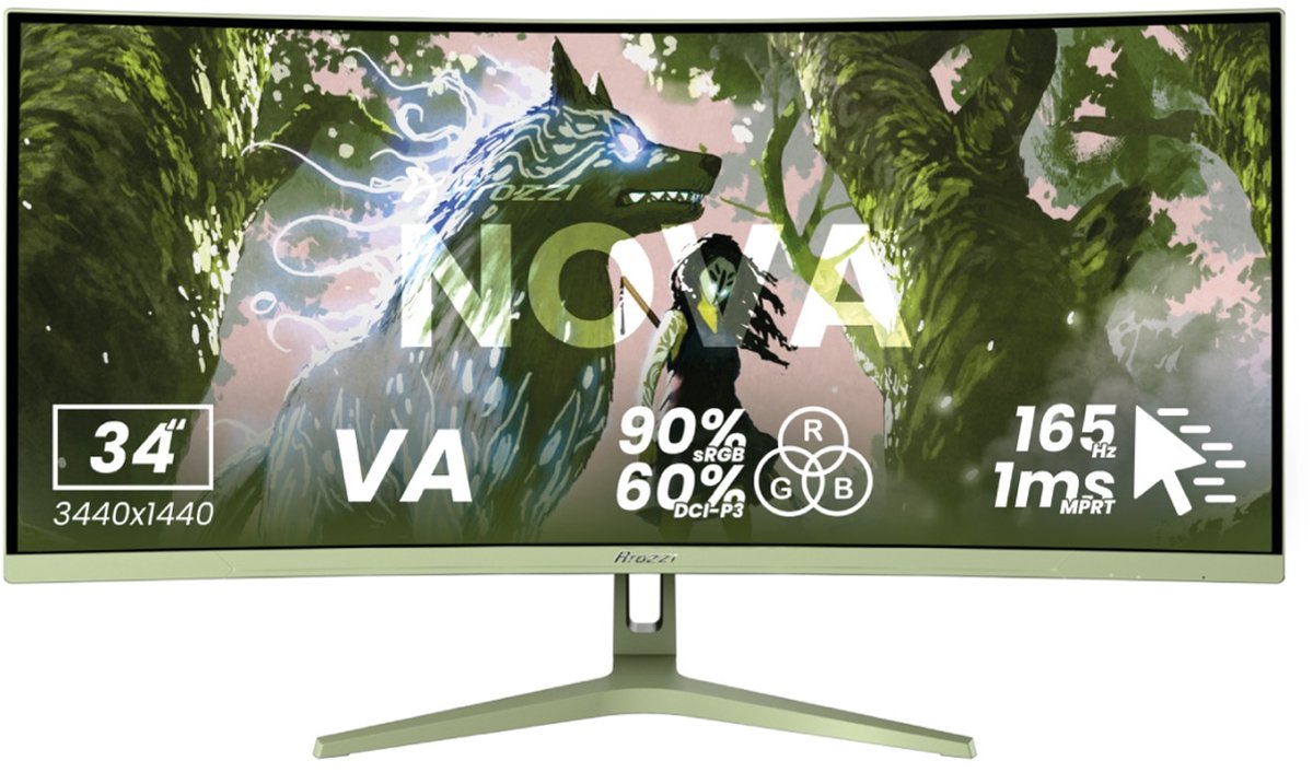 Arozzi Nova 34 LED-skärm  EEK F (A - G) 86.4 cm (34 tum) 3440 x 1440 pixel 21:9 1 ms  VA LED