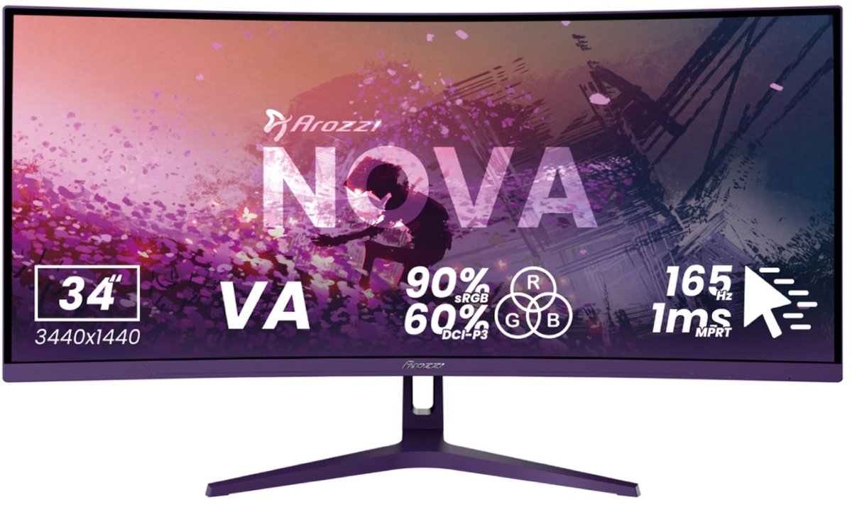 Arozzi Nova 34 LED-skärm  EEK F (A - G) 86.4 cm (34 tum) 3440 x 1440 pixel 21:9 1 ms  VA LED