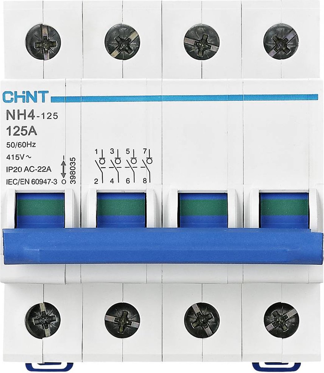 Chint 398035 Blå, Vit 4-polig 125 A 240 V, 415 V