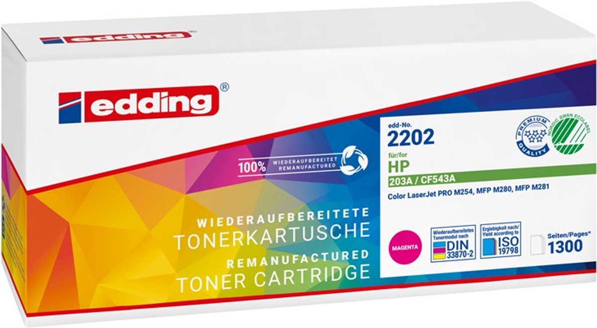 Edding EDD-2202 Toner Ersätter HP 203A (CF543A) Magenta 1300 sidor Kompatibel Tonerkassett