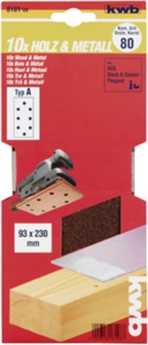 kwb 818108 Slippapper Kornighet 80 (L x B) 230 mm x 93 mm 10 st