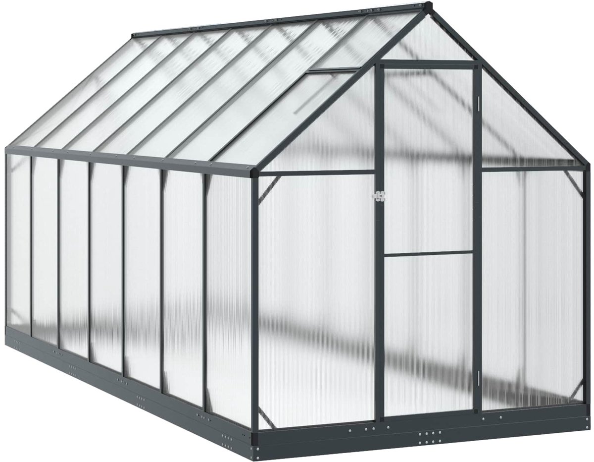 Garten-Gewächshaus mit Tür Anthrazit 183,5 x 423,5 x 207 cm