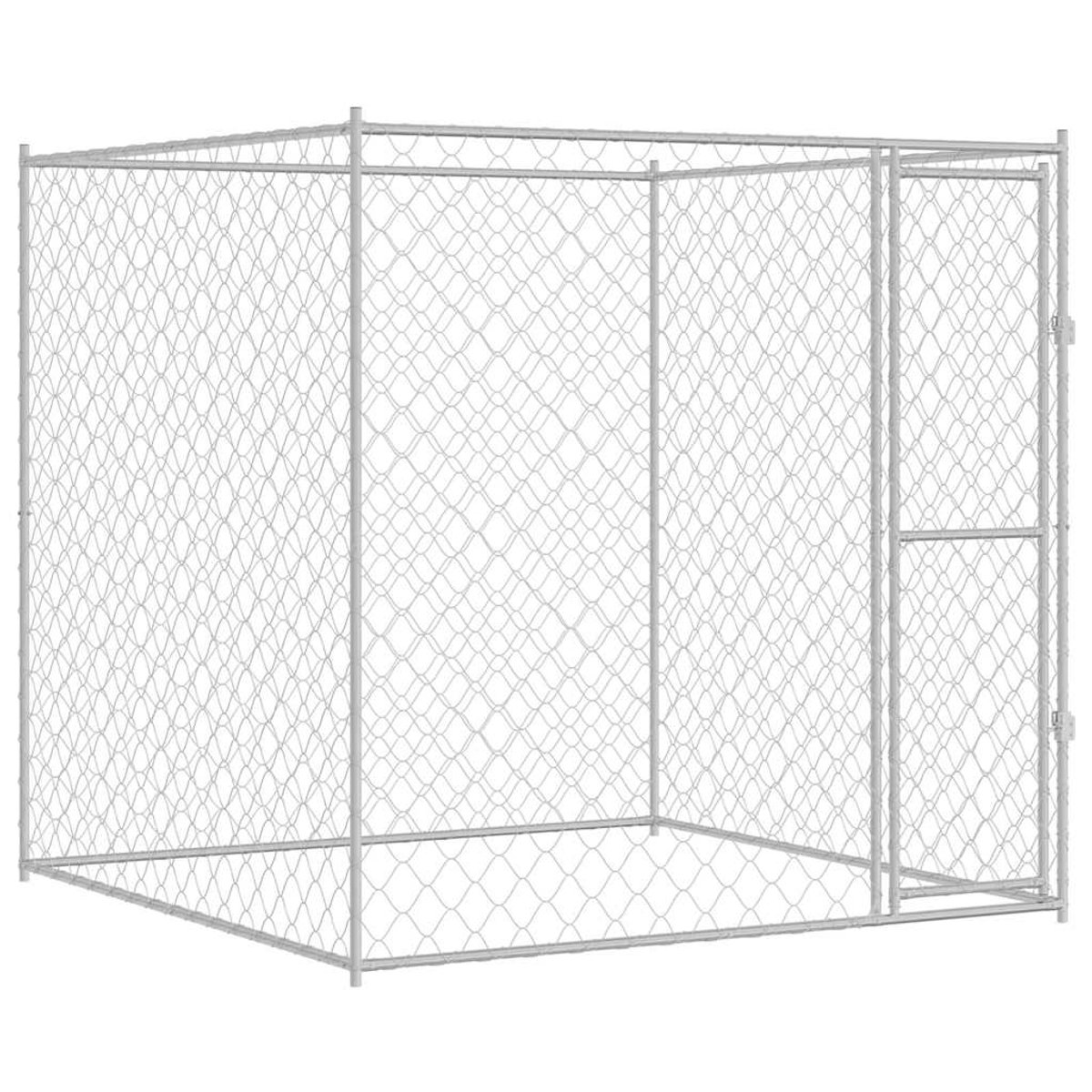 vidaXL Hundekäfig Silber 200 x 200 x 200 cm Verzinkter Stahl