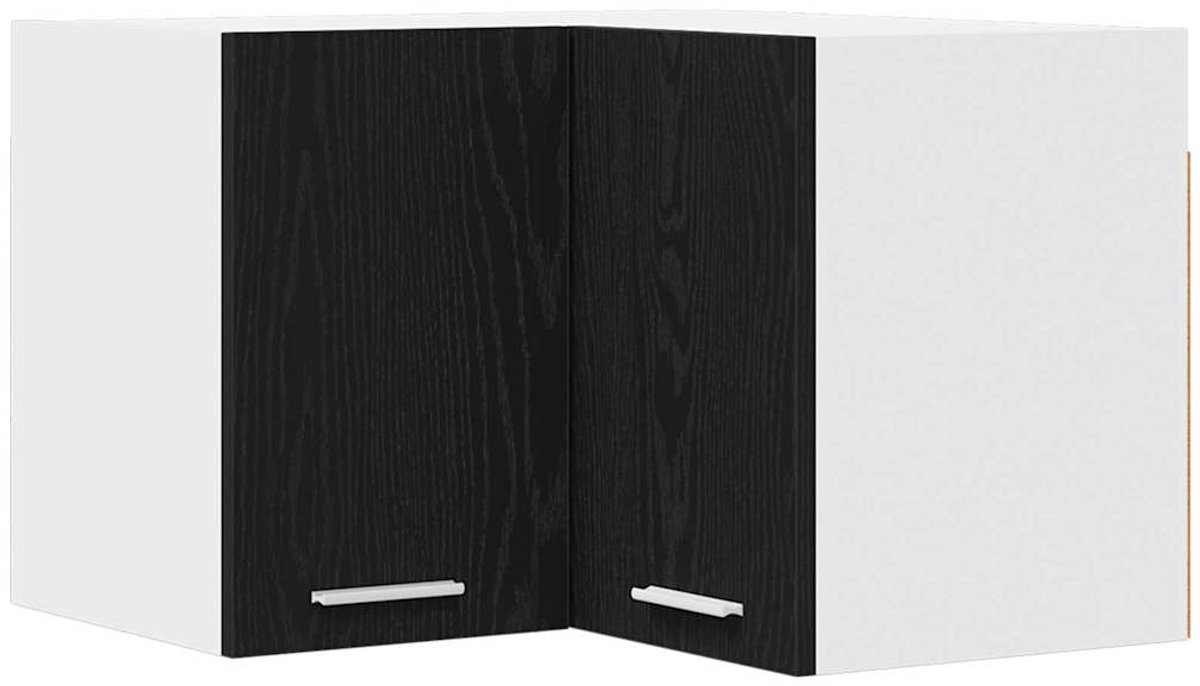 Wandhängendes Eckschrank in Schwarzeiche und Weiß 57 x 57 x 40 cm