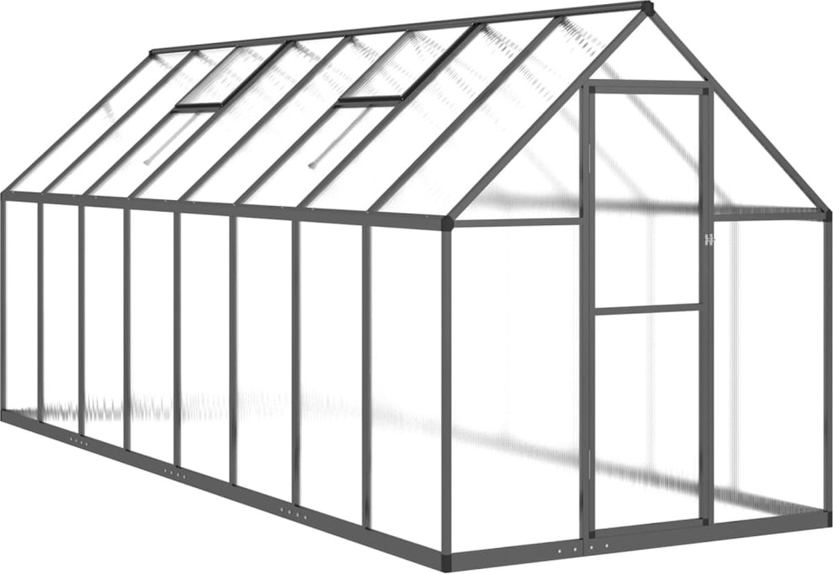 Gewächshaus mit Fundamentrahmen Anthrazit 445 x 169 x 195 cm Aluminium