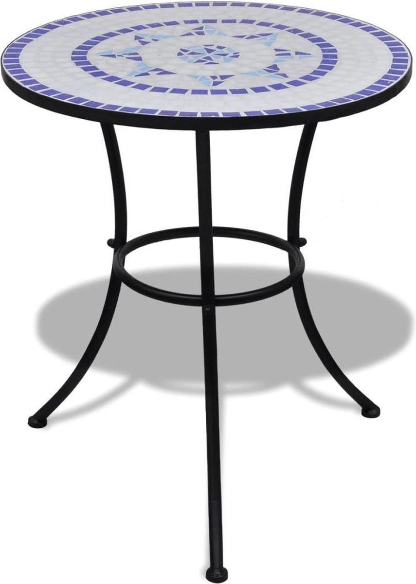 Bistrotisch Blau und Weiß 60 cm Mosaik