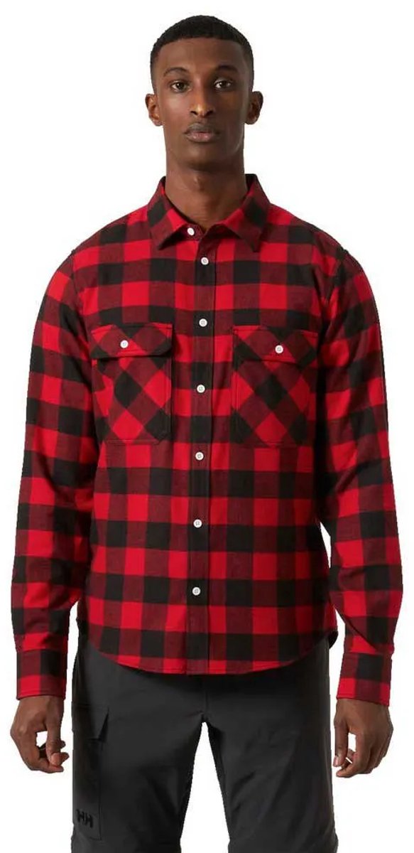 Helly Hansen Lokka Flannel LS Shirt, chemise, homme, rouge/noir