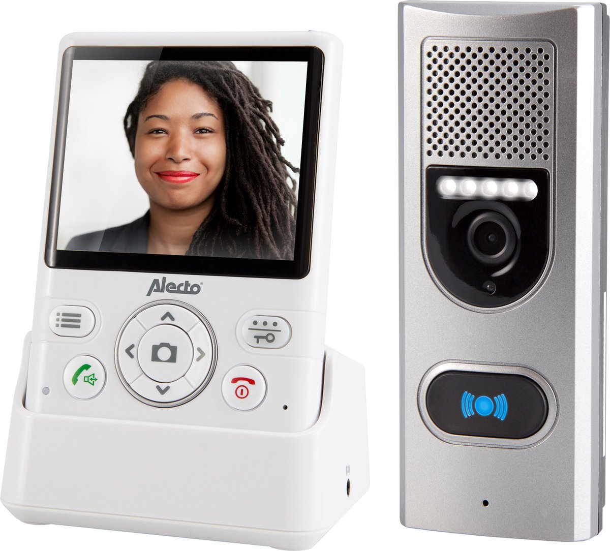 Alecto ADI-250 Door Video Intercom Camera with Portable 3.5" inch Color Display Wireless Door Entry unit - White