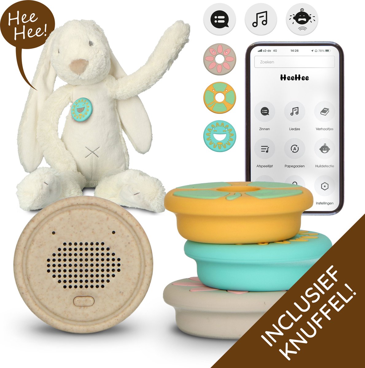 Alecto Baby HeeHee + Stuffed Rabbit with Childrens Interactive Bluetooth Freind Chat / Speaker / Copy