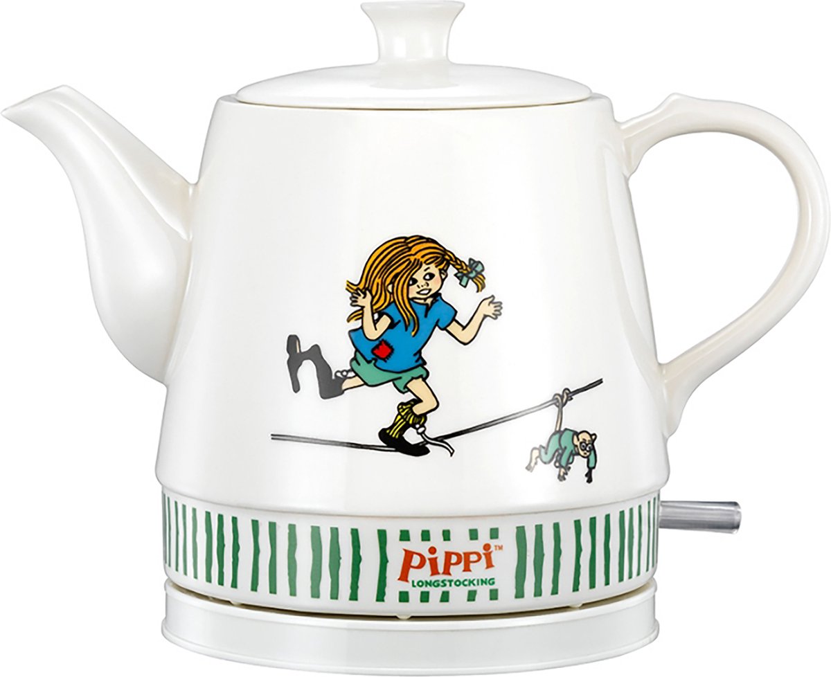 Pippi Longstocking Collectables, Cordless Electric Ceramic Kettle, 0.8L, 1750W, Pippi design - White