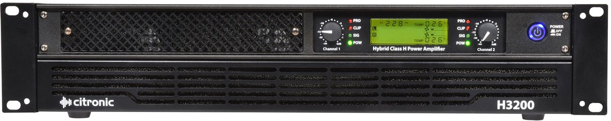 Citronic H3200 Hybrid Class-H Rack Mount Power Amplifier 2 x 1200W @ 4ohm 2U