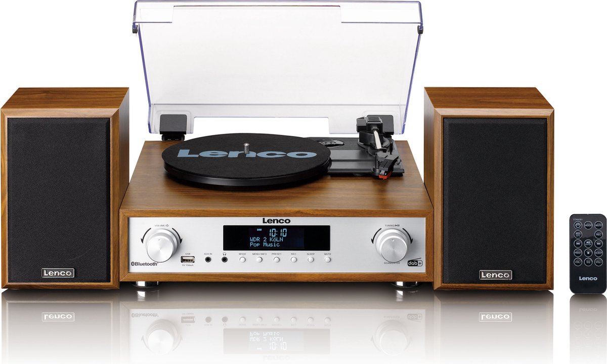 Lenco Complete HiFi Stereo System with Record Player | DAB+/FM Radio | Bluetooth® Speakers | Wood