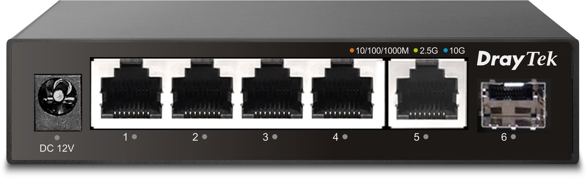 DrayTek VSQ60X-K network switch Unmanaged L2 2.5G Ethernet (100/1000/2500) Black
