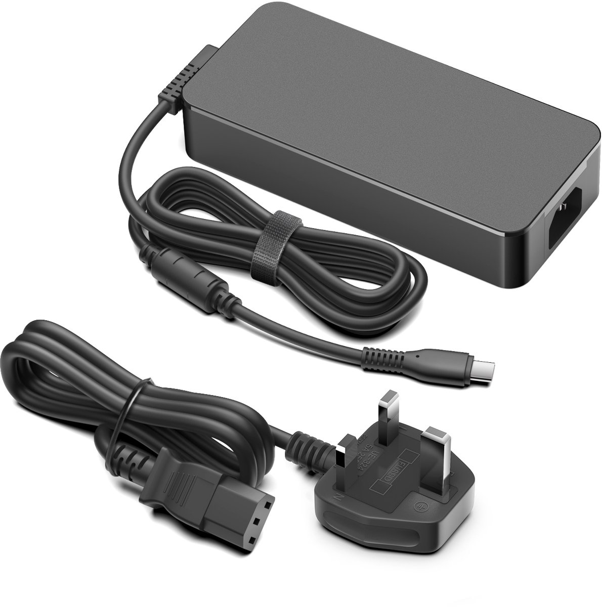 BTI 240W AC Adapter for all USB-C powered devices up to 240W supplied with USB-C connector and UK power cable