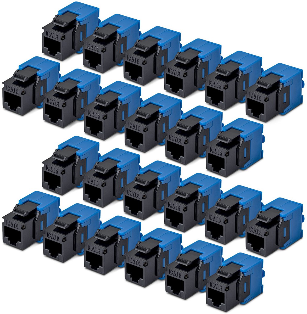 StarTech.com Cat6 Keystone Jack, 24-Pack RJ45 Ethernet Keystone Jacks, UTP Cat6 Wall Jack, 180-Degree Toolless, Black