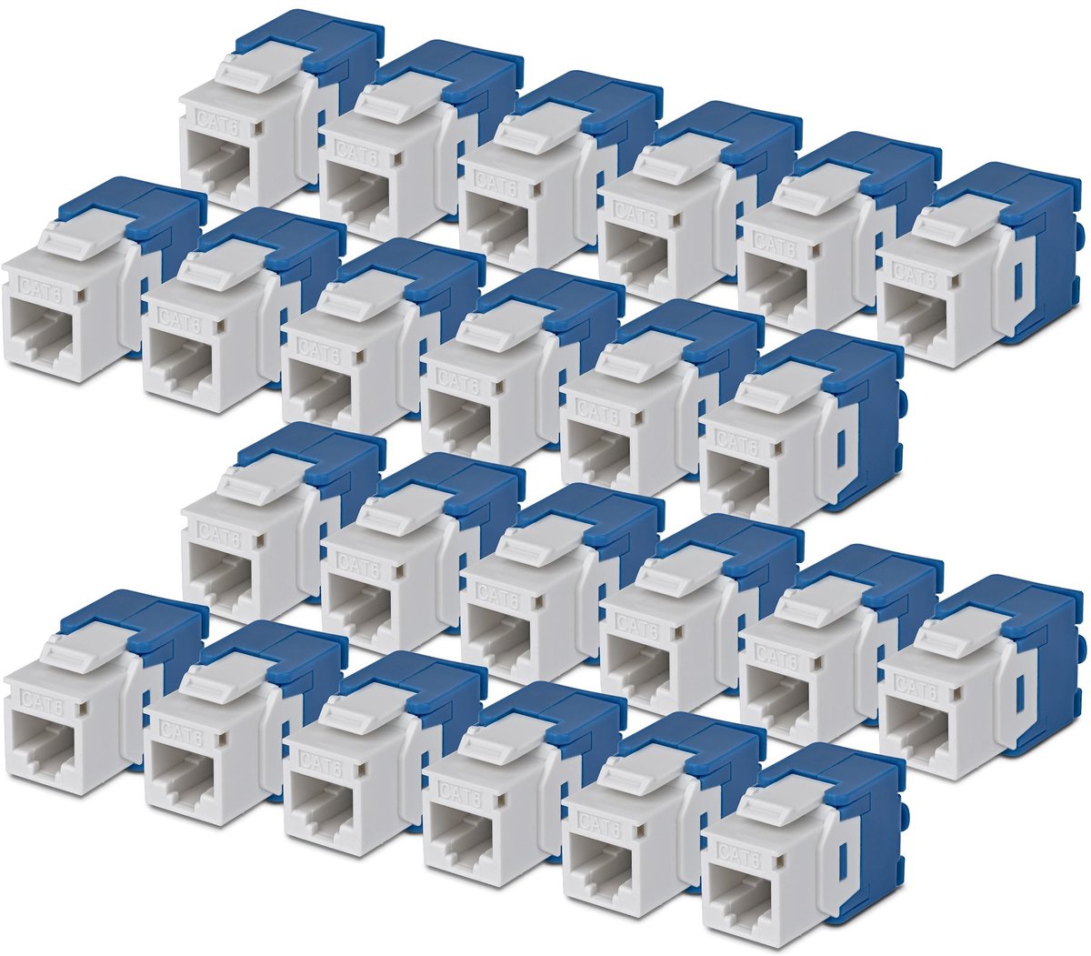 StarTech.com Cat6 Keystone Jack, 24-Pack RJ45 Ethernet Keystone Jacks, UTP Cat6 Wall Jack, 180-Degree Toolless, White