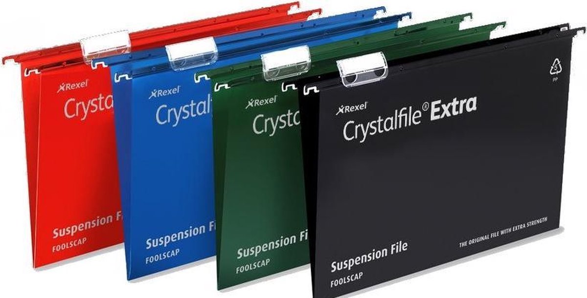 Rexel Crystalfile Extra Foolscap Suspension File 15mm Blue (25)