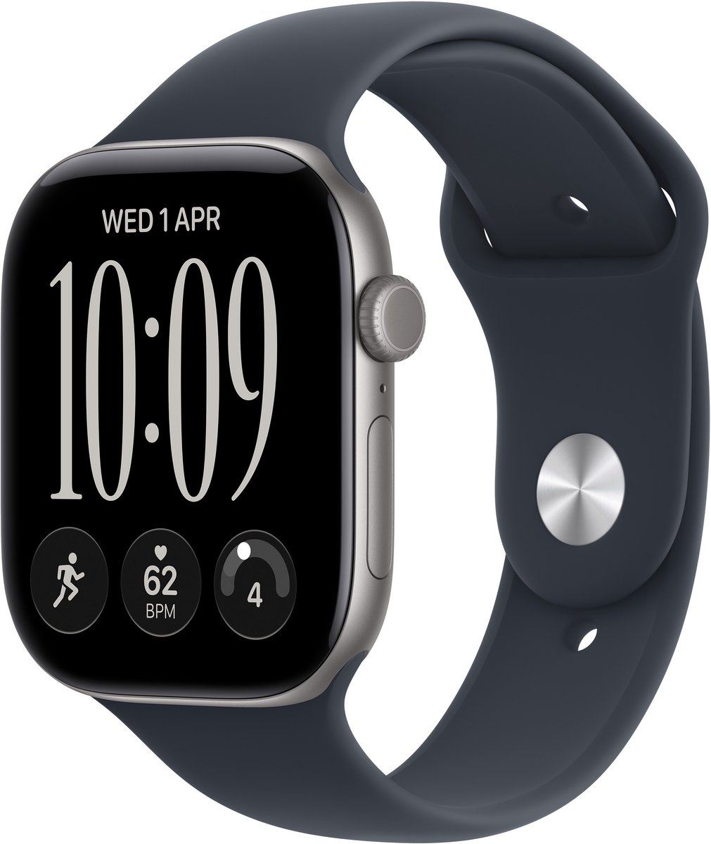 Apple Watch Series 12 GPS + Cellular 46mm Space Grey Aluminium Case with Navy Blue Sport Band - M/L
