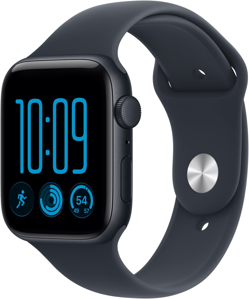 Apple Watch SE (3nd generation) SE 3 GPS 44mm Midnight Aluminium Case with Navy Blue Sport Band - M/L