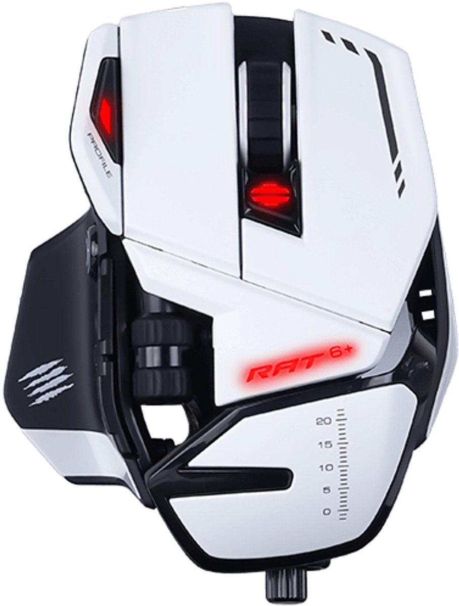 Mad Catz R.A.T.6+ - mouse - USB - white - Mouse - Optic - 11 knappar - Vit