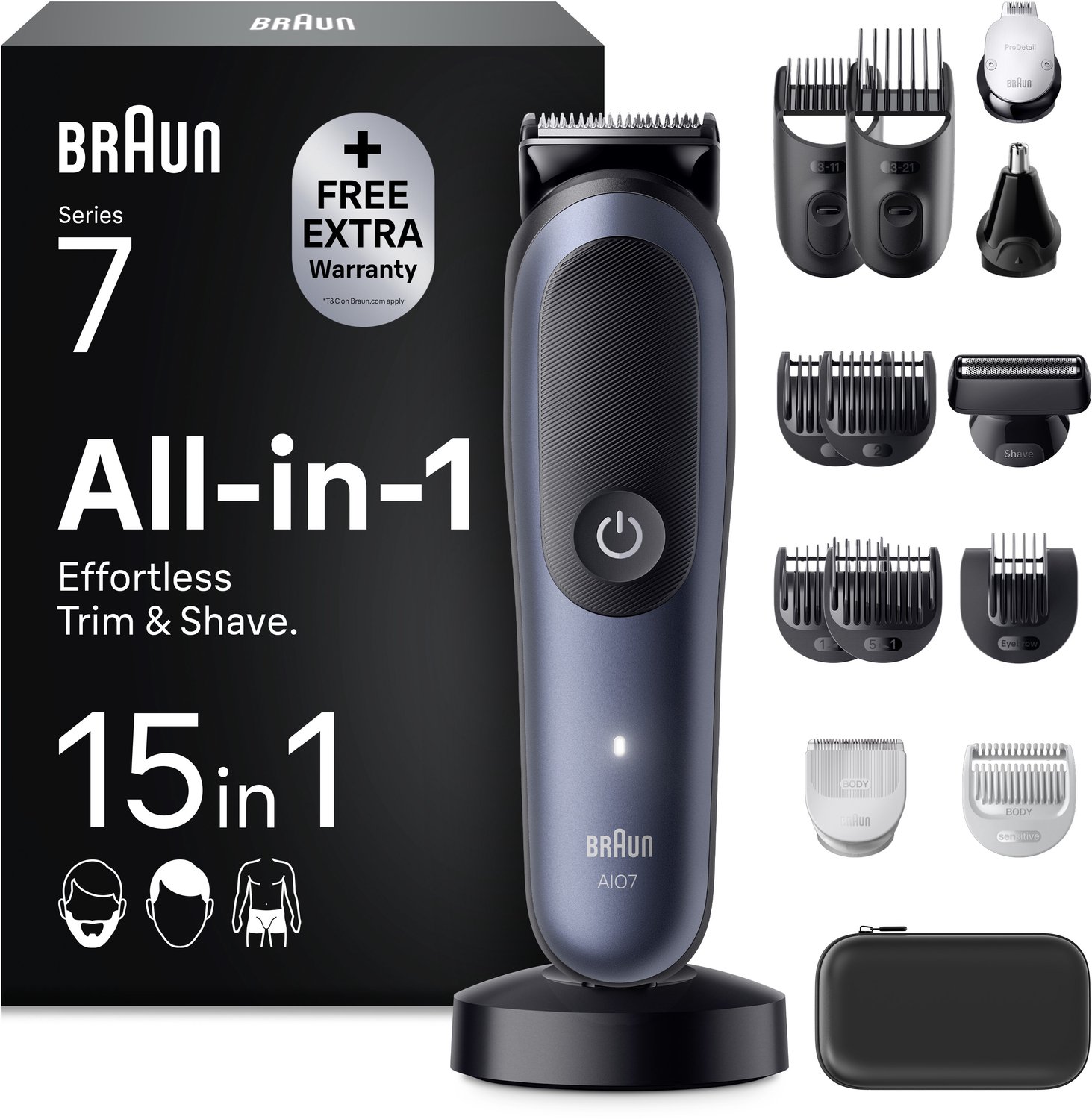 Braun All-in-One Series 7 7580 - Svart/Blå