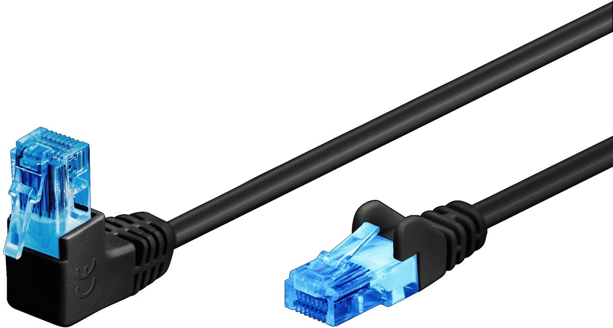 Pro LAN CAT 6A U/UTP 90° - Svart - 3m