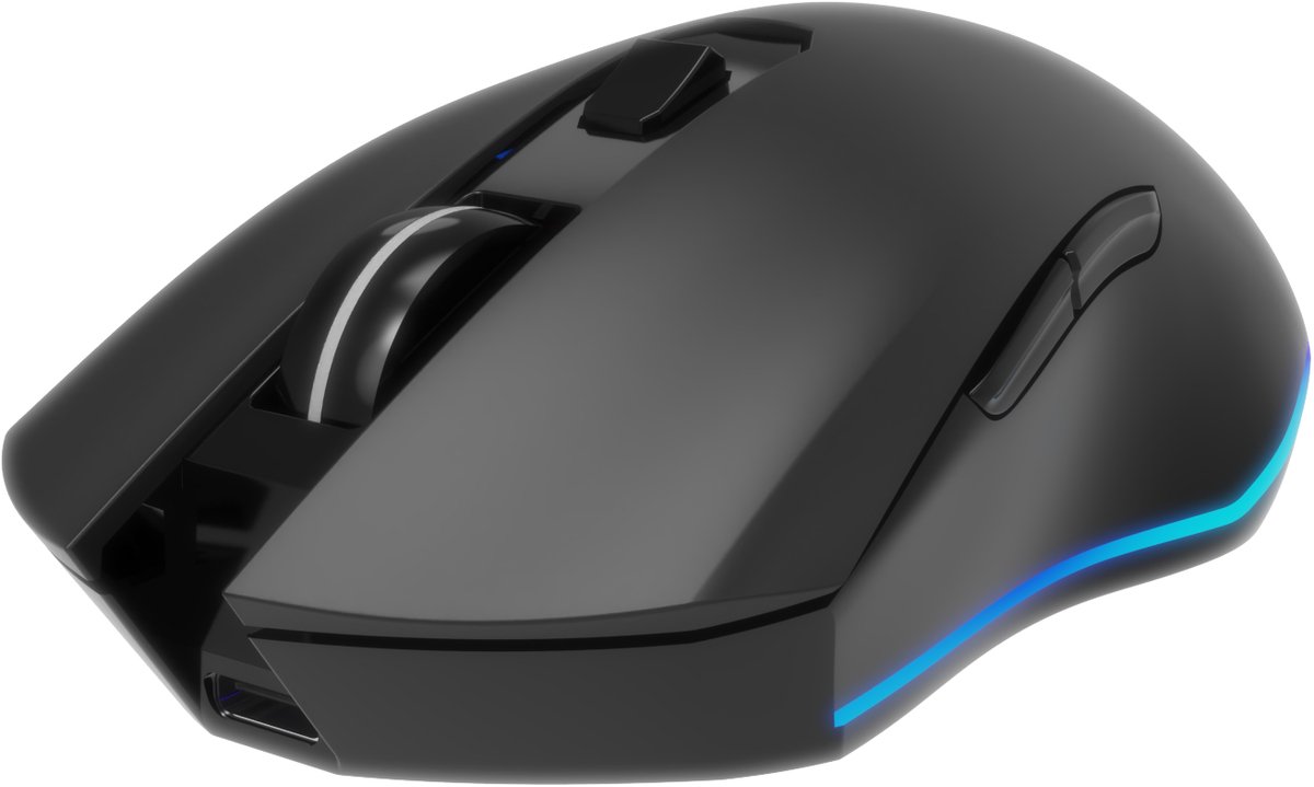 Gembird "Firebolt" - mouse - rechargeable RGB - 2.4 GHz - black - Mouse - Optic - 6 knappar - Svart