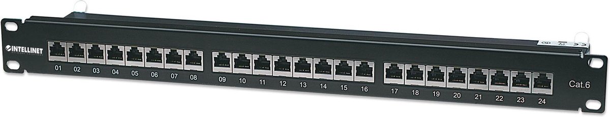 Intellinet Patch Panel. Cat6. FTP. 24-Port. 1U. Shielded. 90° Top-Entr