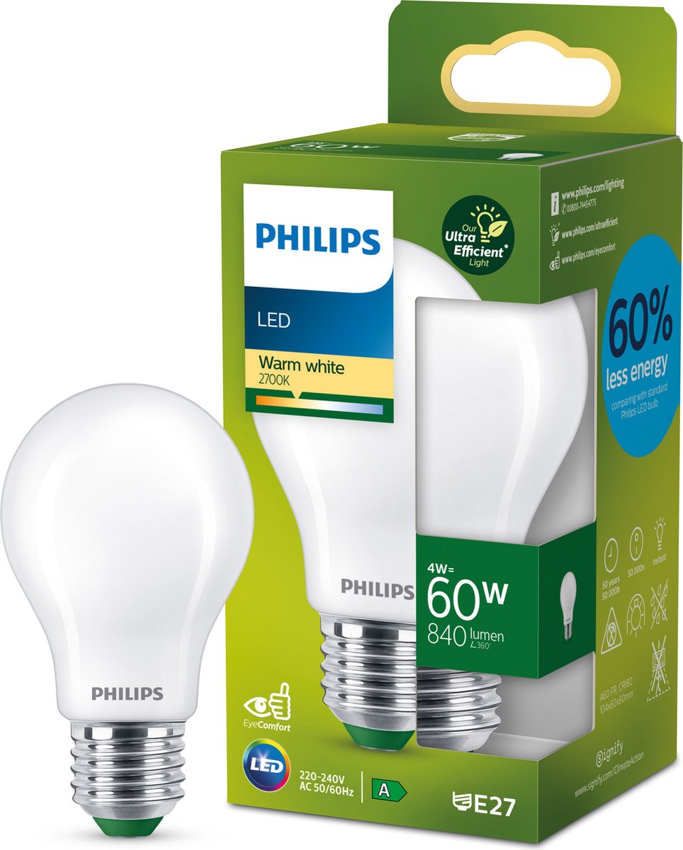 Philips Ultra Efficient E27 LED-lampa 840 lm
