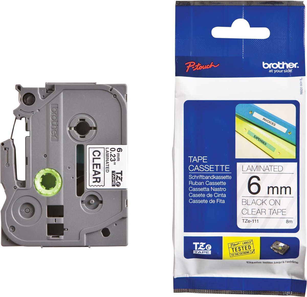 Brother Tape 6mm Tze-111 Svart/transparent