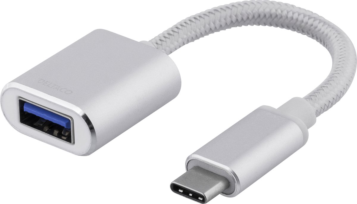Deltaco - USB-C adapter - 24 pin USB-C to USB Type A - 10 cm