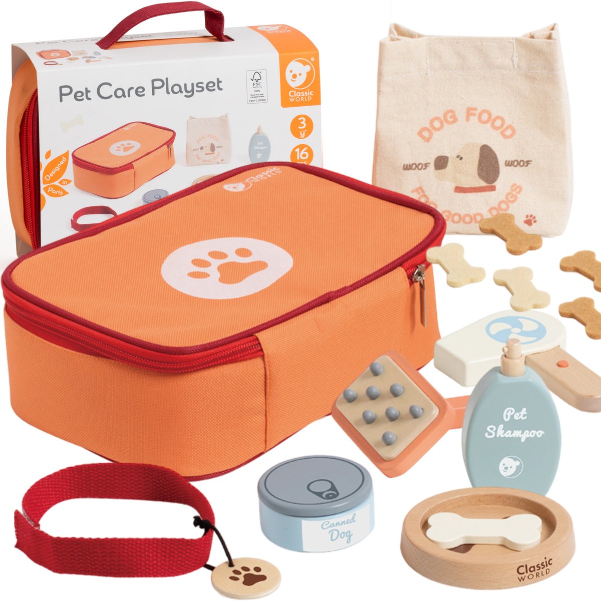 Classic World Wooden Animal Care Playset in Bag 16pcs.