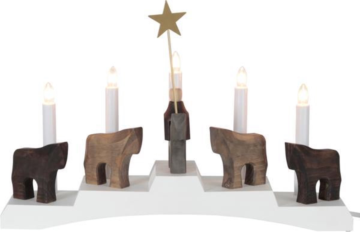 Star Trading Bougeoir de l'avent Saint Étienne et ses poulains 5 lampes Blanc