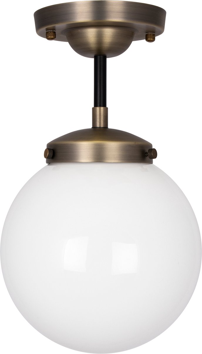 Globen Lighting Plafón Alley IP44 latón antiguo-blanco