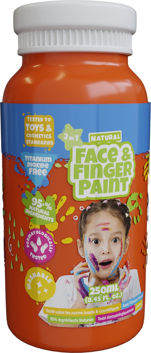 Boti Natural Face & Fingerpaint Bottle - Orange 250ml
