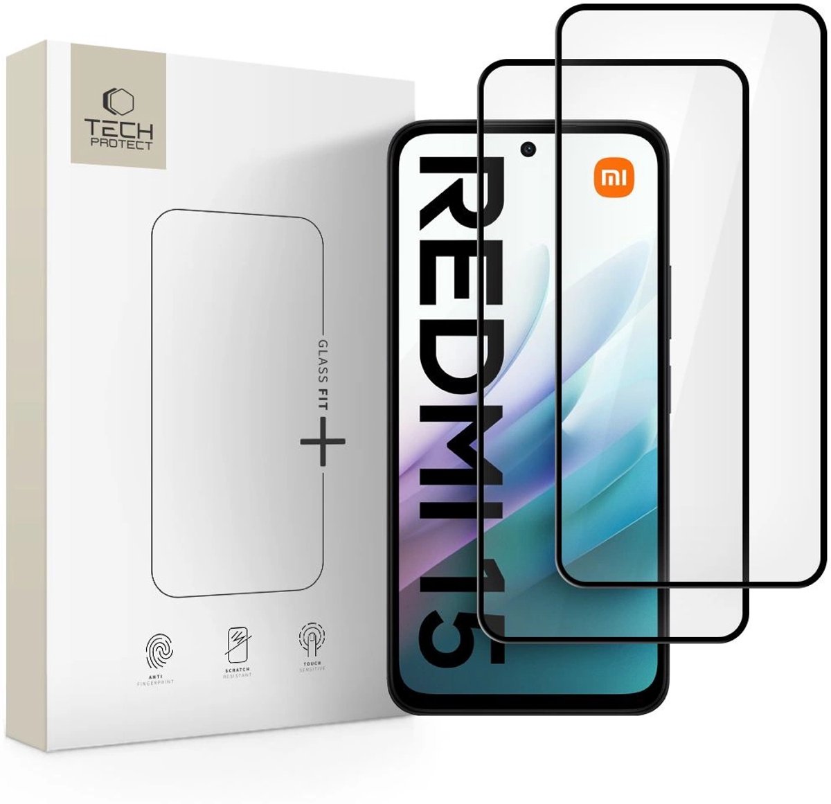 Tech-Protect Glass Fit+ 2-pack tempered glass for Xiaomi Redmi 15 4G / 5G - black