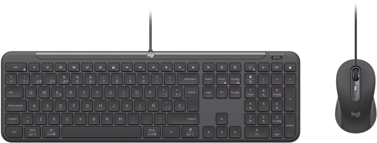 Logitech Signature Slim Wired Combo MK620 for Business - Tastatur & Mus set - Schweizisk - Grå