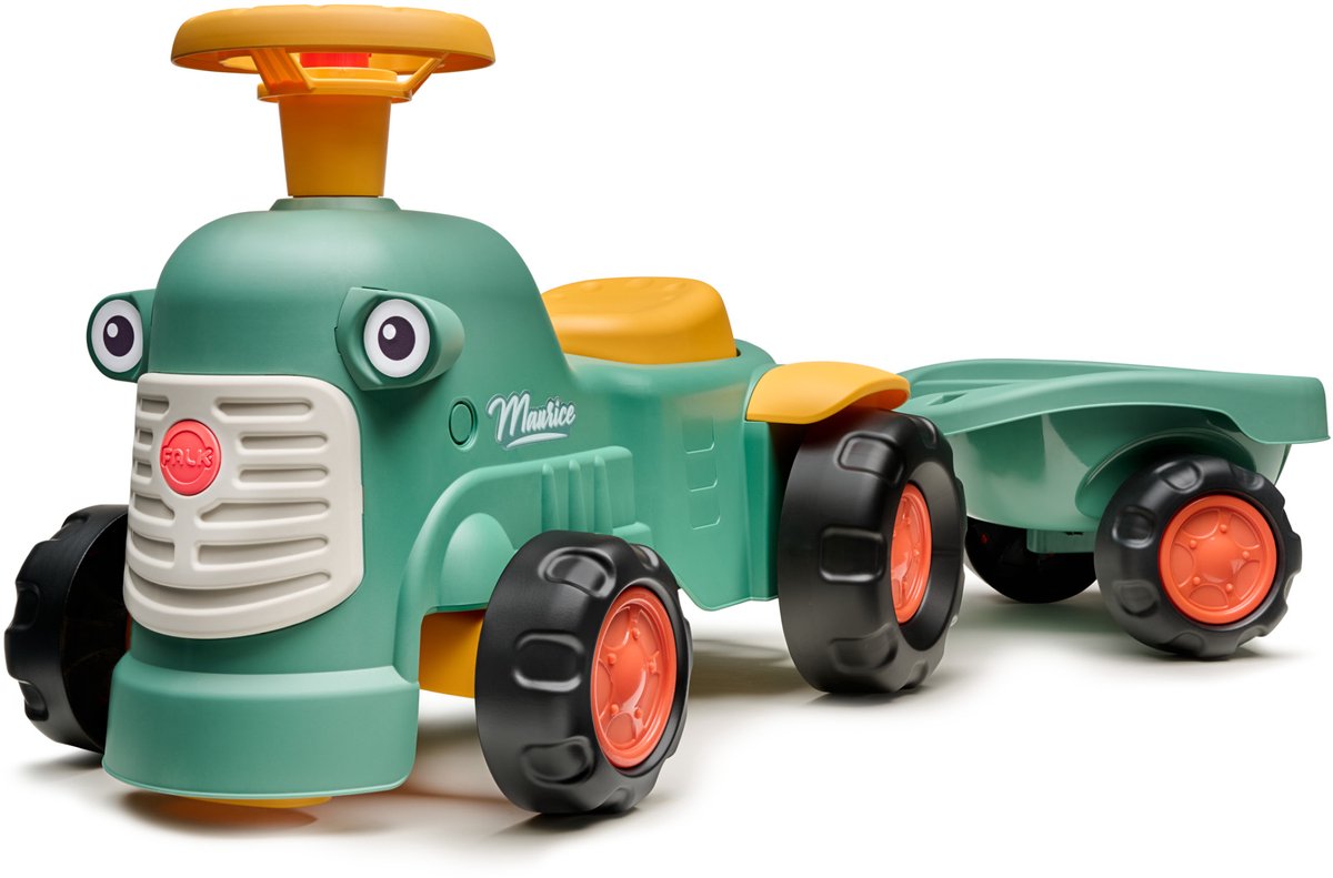 Falk Maurice gåtraktor med ratt, horn och släp