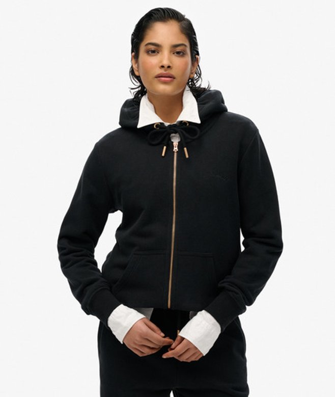 Superdry Damen Essential Kapuzenjacke mit Logo Black - Größe: 34